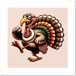 Funny Old Turkey Cartoon Thanksgiving Retro Aesthetic Posters and Art